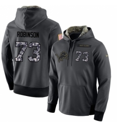 NFL Mens Nike Detroit Lions 73 Greg Robinson Stitched Black Anthracite Salute to Service Player Performance Hoodie