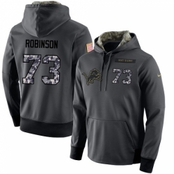 NFL Mens Nike Detroit Lions 73 Greg Robinson Stitched Black Anthracite Salute to Service Player Performance Hoodie