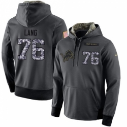 NFL Mens Nike Detroit Lions 76 TJ Lang Stitched Black Anthracite Salute to Service Player Performance Hoodie