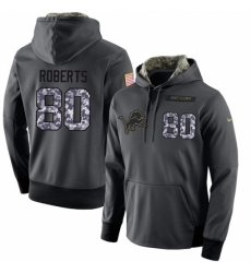 NFL Mens Nike Detroit Lions 80 Michael Roberts Stitched Black Anthracite Salute to Service Player Performance Hoodie
