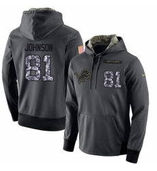 NFL Mens Nike Detroit Lions 81 Calvin Johnson Stitched Black Anthracite Salute to Service Player Performance Hoodie