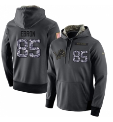 NFL Mens Nike Detroit Lions 85 Eric Ebron Stitched Black Anthracite Salute to Service Player Performance Hoodie