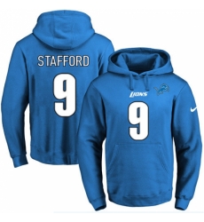 NFL Mens Nike Detroit Lions 9 Matthew Stafford Blue Name Number Pullover Hoodie