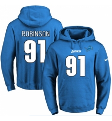 NFL Mens Nike Detroit Lions 91 AShawn Robinson Blue Name Number Pullover Hoodie