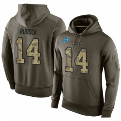 NFL Nike Detroit Lions 14 Jake Rudock Green Salute To Service Mens Pullover Hoodie