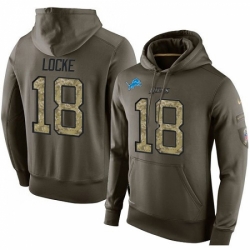 NFL Nike Detroit Lions 18 Jeff Locke Green Salute To Service Mens Pullover Hoodie
