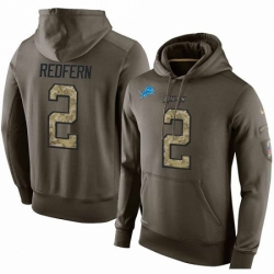 NFL Nike Detroit Lions 2 Kasey Redfern Green Salute To Service Mens Pullover Hoodie