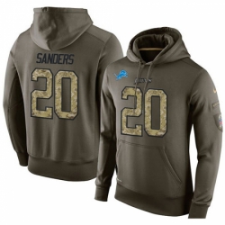 NFL Nike Detroit Lions 20 Barry Sanders Green Salute To Service Mens Pullover Hoodie