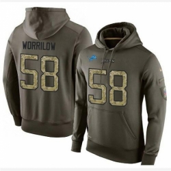 NFL Nike Detroit Lions 58 Paul Worrilow Green Salute To Service Mens Pullover Hoodie
