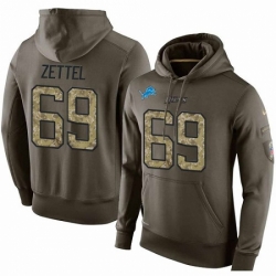 NFL Nike Detroit Lions 69 Anthony Zettel Green Salute To Service Mens Pullover Hoodie