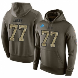 NFL Nike Detroit Lions 77 Cornelius Lucas Green Salute To Service Mens Pullover Hoodie