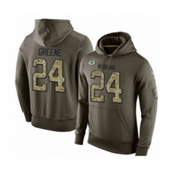 Football Mens Green Bay Packers 24 Raven Greene Green Salute To Service Pullover Hoodie
