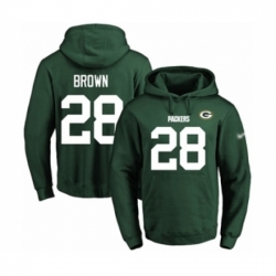 Football Mens Green Bay Packers 28 Tony Brown Green Name Number Pullover Hoodie