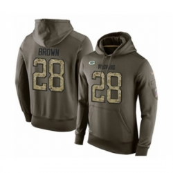 Football Mens Green Bay Packers 28 Tony Brown Green Salute To Service Pullover Hoodie