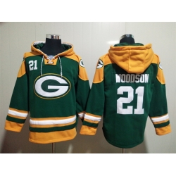 Green Bay Packers Sitched Pullover Hoodie #21 Charles Woodson