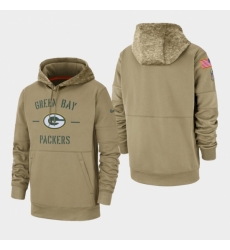 Mens Green Bay Packers Tan 2019 Salute to Service Sideline Therma Pullover Hoodie