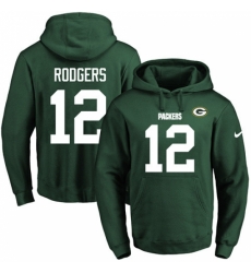 NFL Mens Nike Green Bay Packers 12 Aaron Rodgers Green Name Number Pullover Hoodie