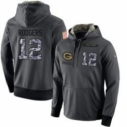 NFL Mens Nike Green Bay Packers 12 Aaron Rodgers Stitched Black Anthracite Salute to Service Player Performance Hoodie