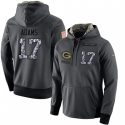 NFL Mens Nike Green Bay Packers 17 Davante Adams Stitched Black Anthracite Salute to Service Player Performance Hoodie