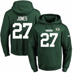 NFL Mens Nike Green Bay Packers 27 Josh Jones Green Name Number Pullover Hoodie