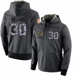 NFL Mens Nike Green Bay Packers 30 Jamaal Williams Stitched Black Anthracite Salute to Service Player Performance Hoodie
