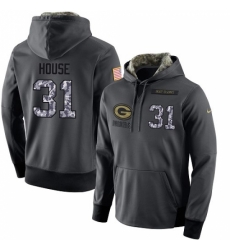 NFL Mens Nike Green Bay Packers 31 Davon House Stitched Black Anthracite Salute to Service Player Performance Hoodie