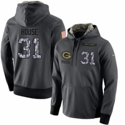 NFL Mens Nike Green Bay Packers 31 Davon House Stitched Black Anthracite Salute to Service Player Performance Hoodie