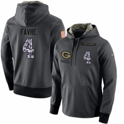 NFL Mens Nike Green Bay Packers 4 Brett Favre Stitched Black Anthracite Salute to Service Player Performance Hoodie