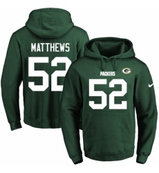 NFL Mens Nike Green Bay Packers 52 Clay Matthews Green Name Number Pullover Hoodie