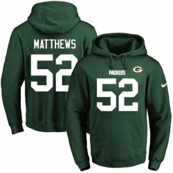 NFL Mens Nike Green Bay Packers 52 Clay Matthews Green Name Number Pullover Hoodie