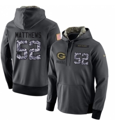 NFL Mens Nike Green Bay Packers 52 Clay Matthews Stitched Black Anthracite Salute to Service Player Performance Hoodie