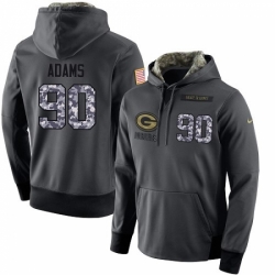 NFL Mens Nike Green Bay Packers 90 Montravius Adams Stitched Black Anthracite Salute to Service Player Performance Hoodie