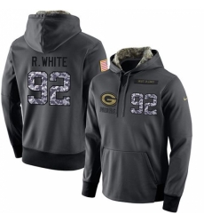 NFL Mens Nike Green Bay Packers 92 Reggie White Stitched Black Anthracite Salute to Service Player Performance Hoodie