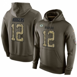 NFL Nike Green Bay Packers 12 Aaron Rodgers Green Salute To Service Mens Pullover Hoodie