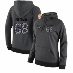 NFL Womens Nike Houston Texans 68 Breno Giacomini Stitched Black Anthracite Salute to Service Player Performance Hoodie