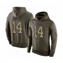 Football Mens Houston Texans 14 DeAndre Carter Green Salute To Service Pullover Hoodie