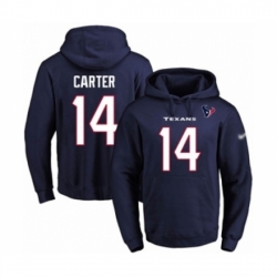 Football Mens Houston Texans 14 DeAndre Carter Navy Blue Name Number Pullover Hoodie