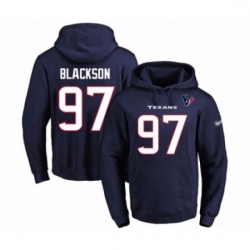 Football Mens Houston Texans 97 Angelo Blackson Navy Blue Name Number Pullover Hoodie