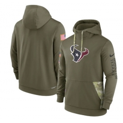 Men Houston Texans 2022 Olive Salute To Service Therma Performance Pullover Hoodie