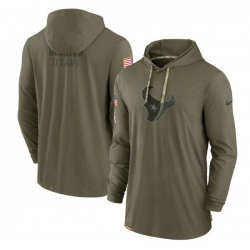 Men Houston Texans 2022 Olive Salute To Service Tonal Pullover Hoodie