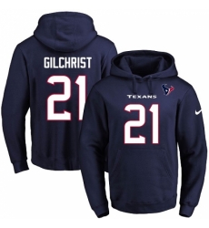 NFL Mens Nike Houston Texans 21 Marcus Gilchrist Navy Blue Name Number Pullover Hoodie