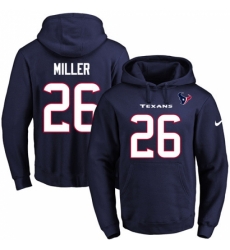 NFL Mens Nike Houston Texans 26 Lamar Miller Navy Blue Name Number Pullover Hoodie