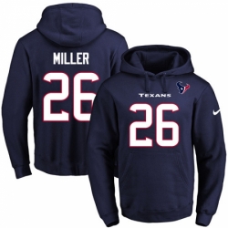 NFL Mens Nike Houston Texans 26 Lamar Miller Navy Blue Name Number Pullover Hoodie