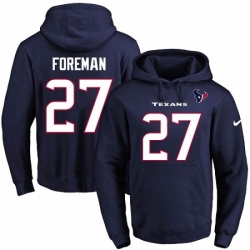 NFL Mens Nike Houston Texans 27 DOnta Foreman Navy Blue Name Number Pullover Hoodie