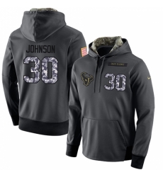 NFL Mens Nike Houston Texans 30 Kevin Johnson Stitched Black Anthracite Salute to Service Player Performance Hoodie