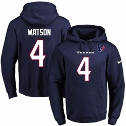 NFL Mens Nike Houston Texans 4 Deshaun Watson Navy Blue Name Number Pullover Hoodie