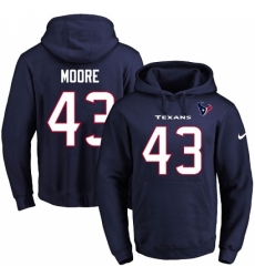 NFL Mens Nike Houston Texans 43 Corey Moore Navy Blue Name Number Pullover Hoodie
