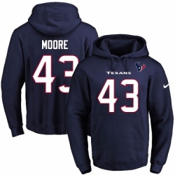 NFL Mens Nike Houston Texans 43 Corey Moore Navy Blue Name Number Pullover Hoodie