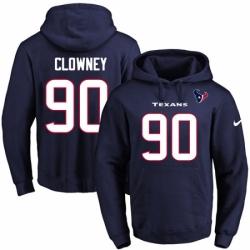 NFL Mens Nike Houston Texans 90 Jadeveon Clowney Navy Blue Name Number Pullover Hoodie