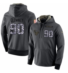 NFL Mens Nike Houston Texans 90 Jadeveon Clowney Stitched Black Anthracite Salute to Service Player Performance Hoodie